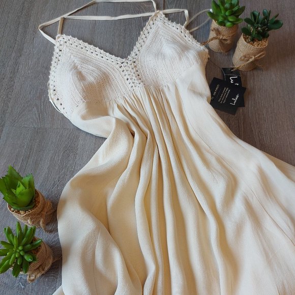 🔆🔆 HP 🔆🔆Lulus Hippie Hippie Chic Cream Maxi Dress - Picture 1 of 13
